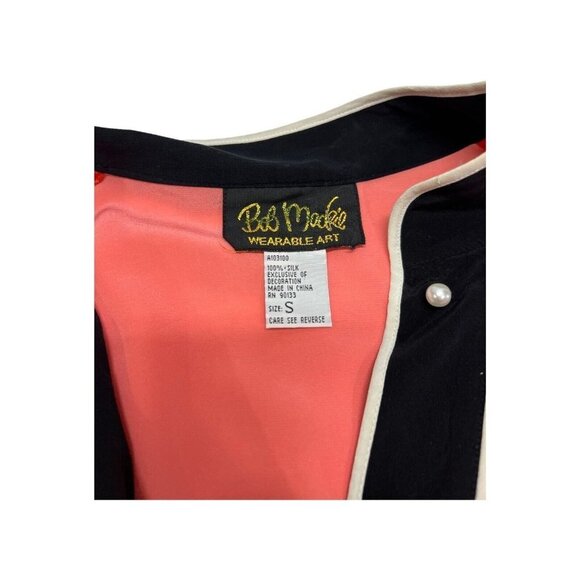 Vtg Bob Mackie Wearable Art Womens S Dragonfly Pink Mandarin Collar Silk Blouse - Picture 5 of 9